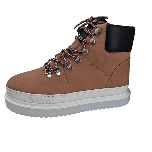 SCHUTZ Women Marula Platform Lace Up High‎ Top Boots 10B  Waterproof Beige NIB - Picture 1 of 7